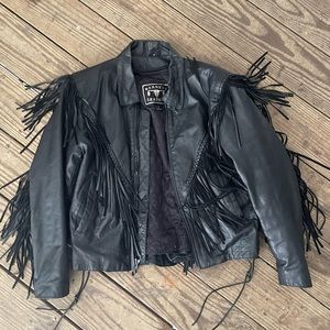 Vintage Fringe Leather Moto Jacket